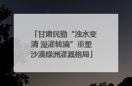 甘肃民勤“浊水变清 漫灌转滴”重塑沙漠绿洲灌溉格局
