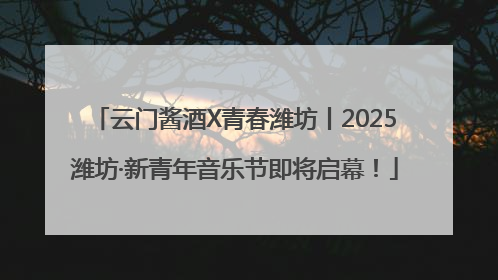 云门酱酒X青春潍坊丨2025潍坊·新青年音乐节即将启幕！
