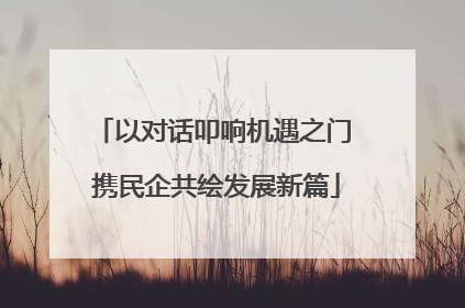 以对话叩响机遇之门 携民企共绘发展新篇