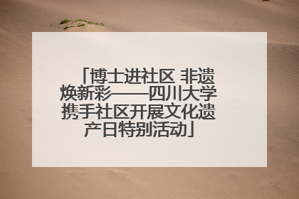 博士进社区 非遗焕新彩——四川大学携手社区开展文化遗产日特别活动