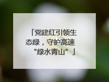 党建红引领生态绿，守护高速“绿水青山”