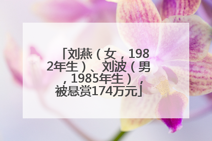 刘燕（女，1982年生）、刘波（男，1985年生），被悬赏174万元