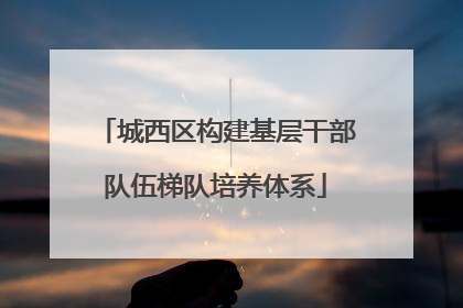 城西区构建基层干部队伍梯队培养体系