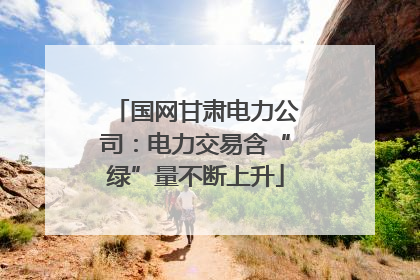 国网甘肃电力公司：电力交易含“绿”量不断上升