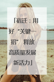 宿迁：用好“关键一招” 释放高质量发展新活力