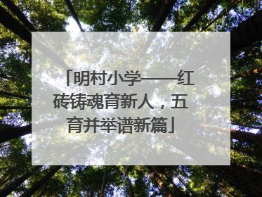 明村小学——红砖铸魂育新人，五育并举谱新篇