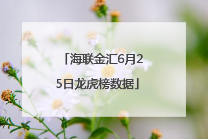 海联金汇6月25日龙虎榜数据