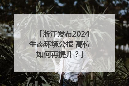 浙江发布2024生态环境公报 高位如何再提升？