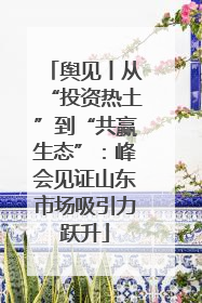 舆见丨从“投资热土”到“共赢生态”：峰会见证山东市场吸引力跃升