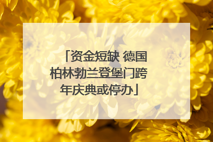 资金短缺 德国柏林勃兰登堡门跨年庆典或停办