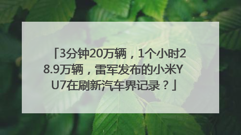 3分钟20万辆，1个小时28.9万辆，雷军发布的小米YU7在刷新汽车界记录？