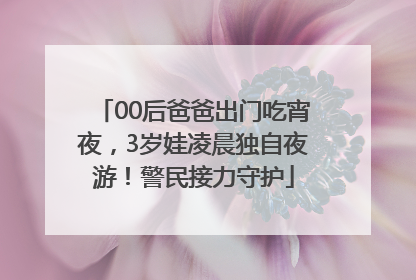 00后爸爸出门吃宵夜，3岁娃凌晨独自夜游！警民接力守护