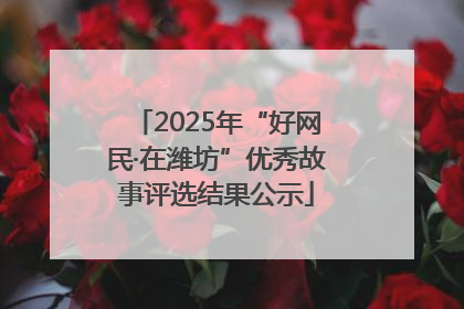 2025年“好网民·在潍坊”优秀故事评选结果公示